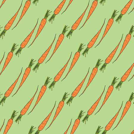 Seamless pattern with positive colored carrot on light green background. Endless background for your...