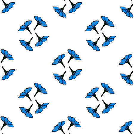 Seamless pattern with creative blue flowers forget-me-not for fabric, textile, clothes, tablecloth and other things. Vector image.のイラスト素材