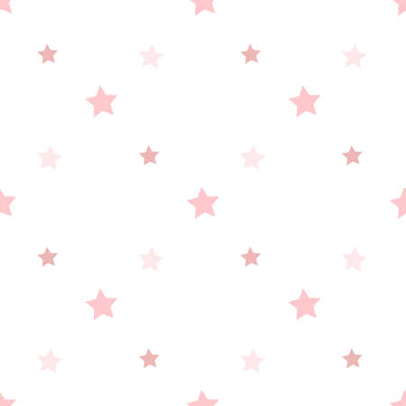 Seamless pattern in charmed light pink stars on white background for plaid, fabric, textile, clothes, tablecloth and other things. Vector image.のイラスト素材