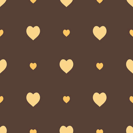 Seamless pattern in stylish yellow hearts on dark brown background for fabric, textile, clothes,...