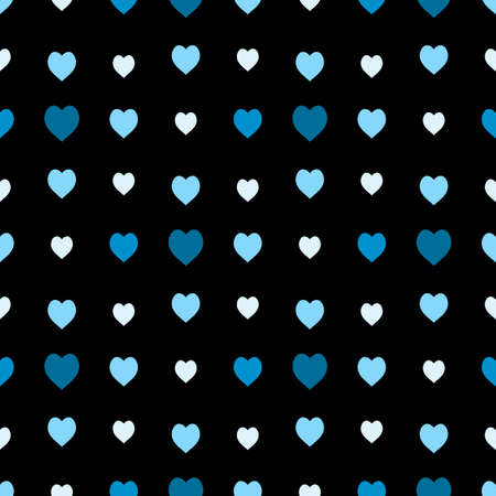 Seamless pattern with exquisite blue hearts on black background for plaid, fabric, textile, clothes, tablecloth and other things.のイラスト素材