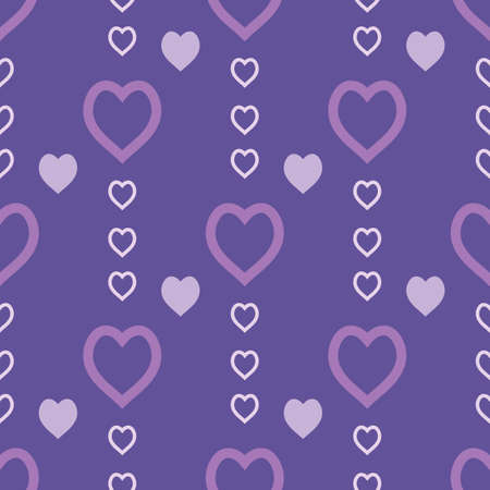 Seamless pattern with exquisite light violet hearts on dark violet background for plaid, fabric,...