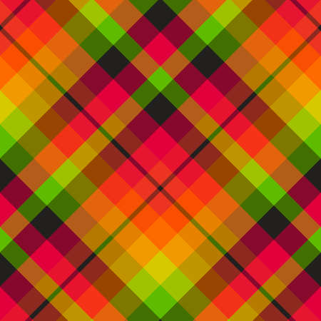 Seamless pattern in great festive bright pink, red, yellow, green, orange and black colors for plaid, fabric, textile, clothes, tablecloth and other things. Vector image. 2のイラスト素材