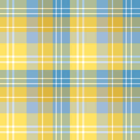 Seamless pattern in fascinating stylish blue, yellow and white colors for plaid, fabric, textile, clothes, tablecloth and other things. Vector image.のイラスト素材