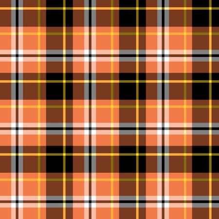 Seamless pattern in fascinating orange, white, black and yellow colors for plaid, fabric, textile, clothes, tablecloth and other things. Vector image.のイラスト素材