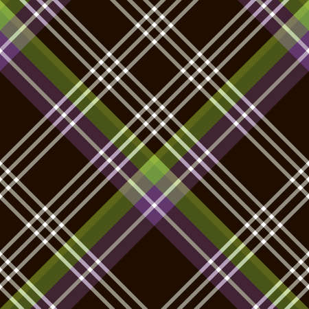 Seamless pattern in dark brown, white, green and purple colors for plaid, fabric, textile, clothes, tablecloth and other things. Vector image. 2のイラスト素材