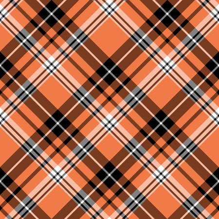 Seamless pattern in exquisite cozy orange, white and black colors for plaid, fabric, textile, clothes, tablecloth and other things. Vector image. 2のイラスト素材