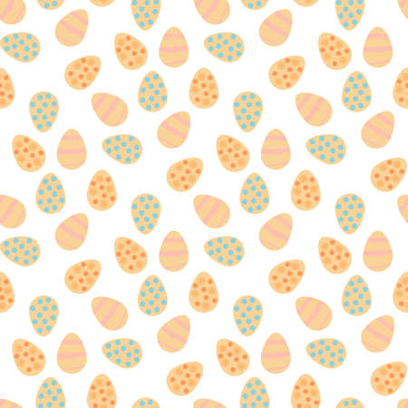 Seamless pattern with positive Easter eggs on white background. Vector image.のイラスト素材