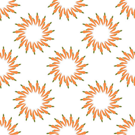 Seamless pattern with cozy orange carrots on white background for fabric, textile, clothes,...