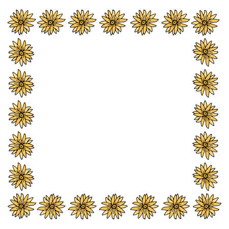 Square frame with yellow flowers on white background. Vector image.のイラスト素材