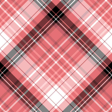 Seamless pattern in warm pink, white and black colors for plaid, fabric, textile, clothes, tablecloth and other things. Vector image. 2のイラスト素材