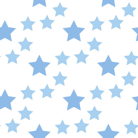 Seamless pattern with light blue stars on white background for fabric, textile, clothes, tablecloth and other things. Vector image.のイラスト素材