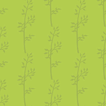 Seamless pattern with green branches on bright green background for fabric, textile, clothes, tablecloth and other things. Vector image.のイラスト素材