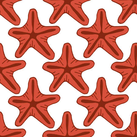 Seamless pattern with positive starfish on white background. Vector image.のイラスト素材