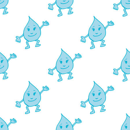 Abstract pattern with funny doodle water drops on white background for fabric, textile, clothes, tablecloth and other things. Vector image.のイラスト素材