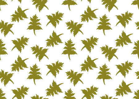 Seamless pattern with swamp green leaves on white background. Vector image.のイラスト素材