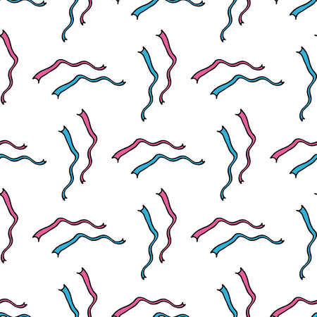 Seamless pattern with pink and blue ribbons on white background for fabric, textile, clothes, tablecloth and other things. Vector image.のイラスト素材