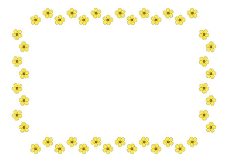 Frame with stylish buttercups on white background. Vector image.のイラスト素材