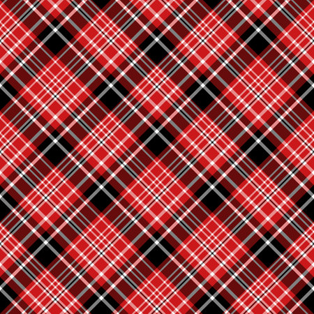 Seamless pattern in black, white, red colors for plaid, fabric, textile, clothes, tablecloth and other things. Vector image. 2のイラスト素材