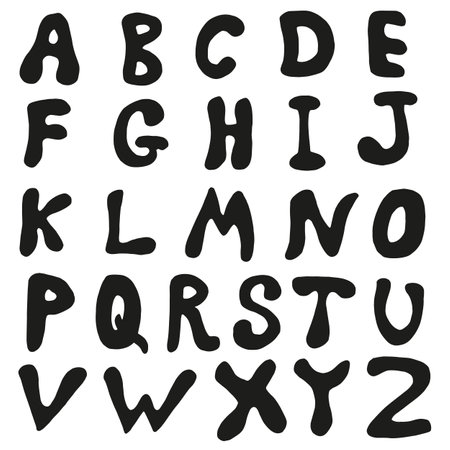 English alphabet in black color. Font. Vector image.のイラスト素材