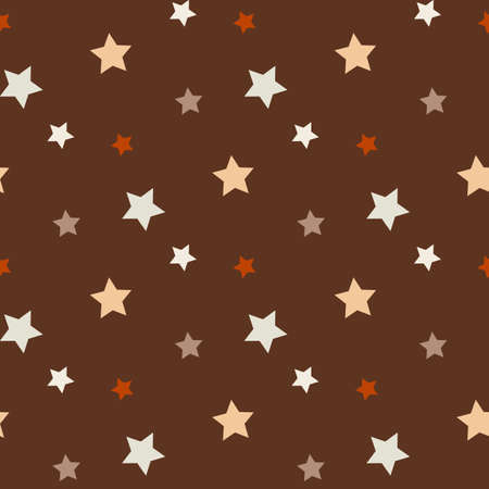 Seamless pattern in beautiful stars on brown backgound for fabric, textile, clothes, tablecloth and other things. Vector image.のイラスト素材
