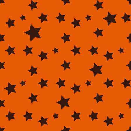 Seamless pattern in beautiful stars on bright orange backgound for fabric, textile, clothes, tablecloth and other things. Vector image.のイラスト素材