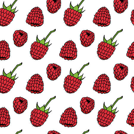 Seamless pattern with creative raspberry on white background. Vector image.