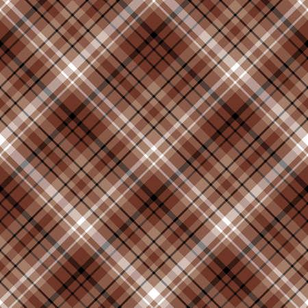 Seamless pattern in brown, white and black colors for plaid, fabric, textile, clothes, tablecloth and other things. Vector image.のイラスト素材