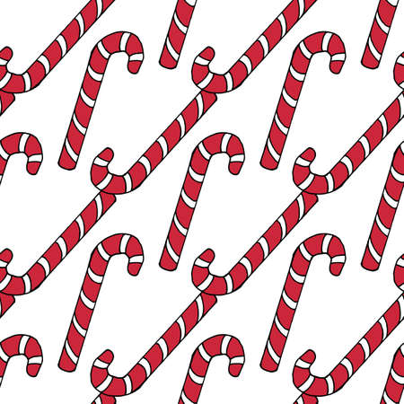 Seamless pattern with red christmas candies on white background. Vector image.のイラスト素材