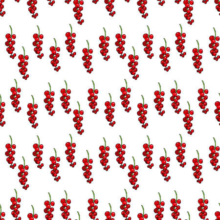 Seamless pattern with simple red currant on white background. Vector image.のイラスト素材