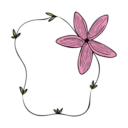 Frame with positive pink tropical flower on white background. Vector image.のイラスト素材