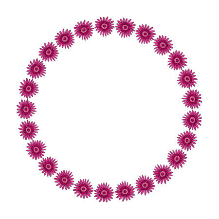 Round frame with pink gerbera on white background. Vector image.のイラスト素材