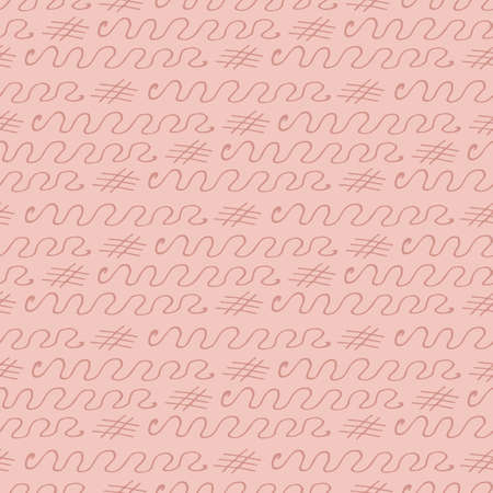 Seamless pattern with pink decorative elements on light pink background. Vector image.のイラスト素材
