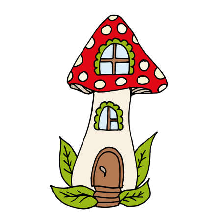 Mushroom house 2 on white background. Vector image.のイラスト素材