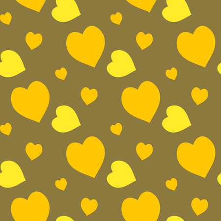 Seamless pattern with yellow hearts on dark background. Vector image.のイラスト素材