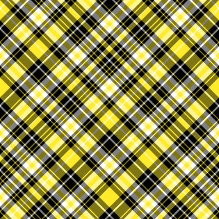 Seamless pattern in glorious yellow, black and white colors for plaid, fabric, textile, clothes, tablecloth and other things. Vector image.のイラスト素材