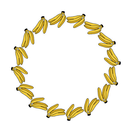 Round frame with creative banana on white background. Vector image.のイラスト素材