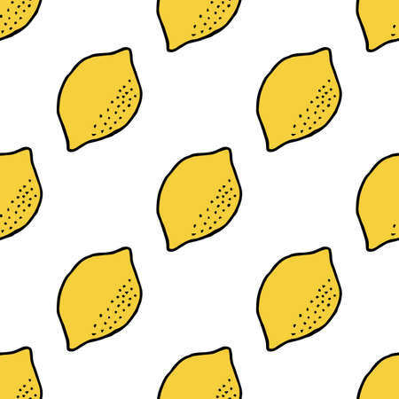 Seamless pattern with simple lemon on white background. vector image.のイラスト素材
