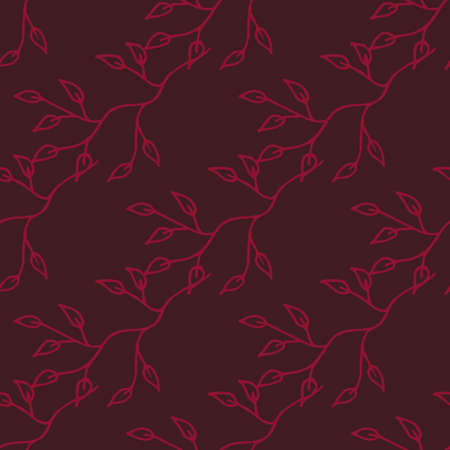 Seamless pattern with crimson branches on dark background. vector image.のイラスト素材