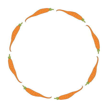 Round frame with cute carrot on white background. vector image.のイラスト素材