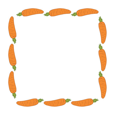 Square frame with creative carrot on white background. vector image.のイラスト素材