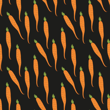 Seamless pattern with intresting carrot on black background. vector image.のイラスト素材
