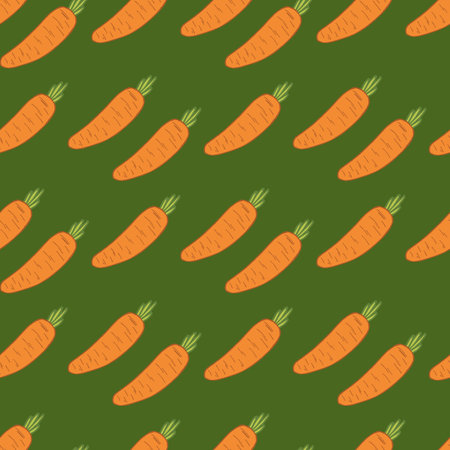 Seamless pattern with big carrot on bright green background. vector image.のイラスト素材