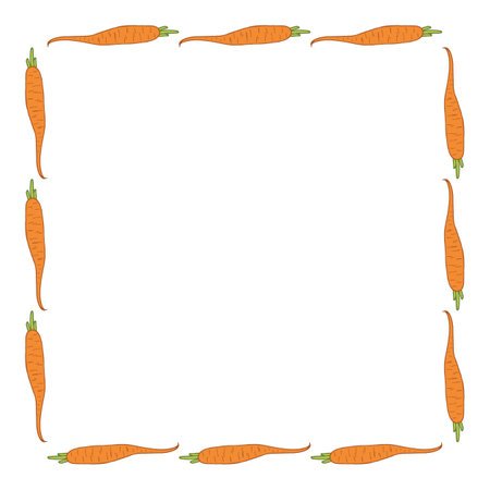 Square frame with cute carrot on white background. vector image.のイラスト素材