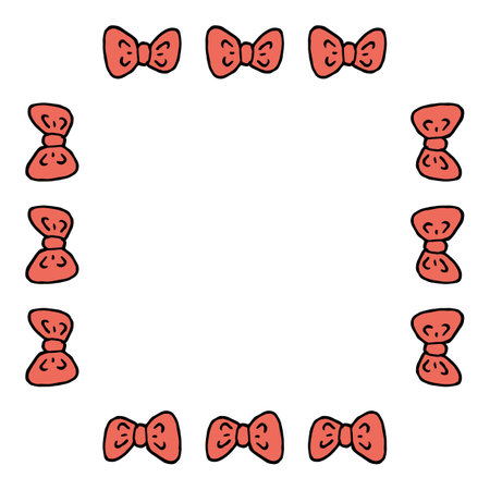 Square frame with festive bowknot on white background. vector image.のイラスト素材