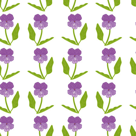 Seamless pattern with cozy forest viola on a white background. vector image.のイラスト素材