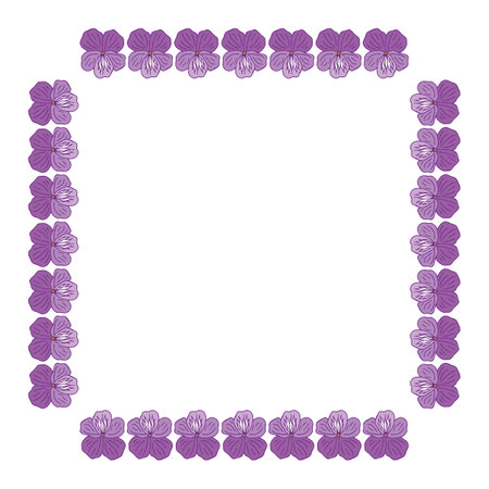 Square frame with forest viola on a white background. vector image.のイラスト素材