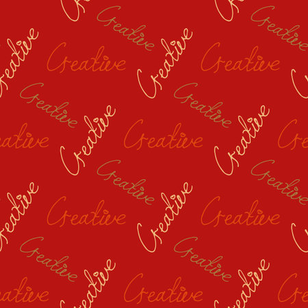 Seamless pattern with text creative on red background. Vector image.のイラスト素材