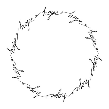 Simple round frame with text hope on white background. Vector image.のイラスト素材