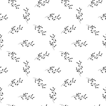 seamless pattern with little black branches on white background. vector image.のイラスト素材